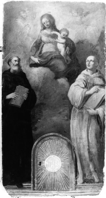 Madonna con Bambino tra S. Benedetto e S. Bernardo (dipinto) di De Vecchi Giovan